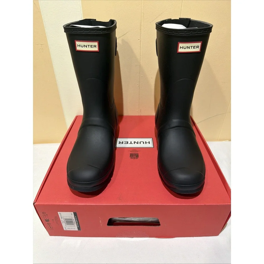 Hunter Original Women's Short Back Adjustable black Rain Boots. Size‎ US 11. New
